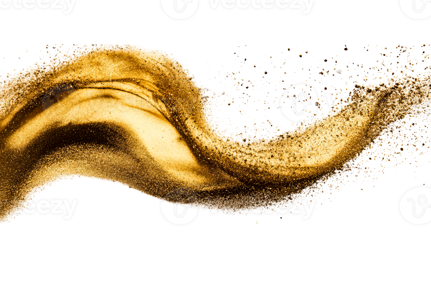 Golden sand wave abstract design flowing pattern, cut out transparent png