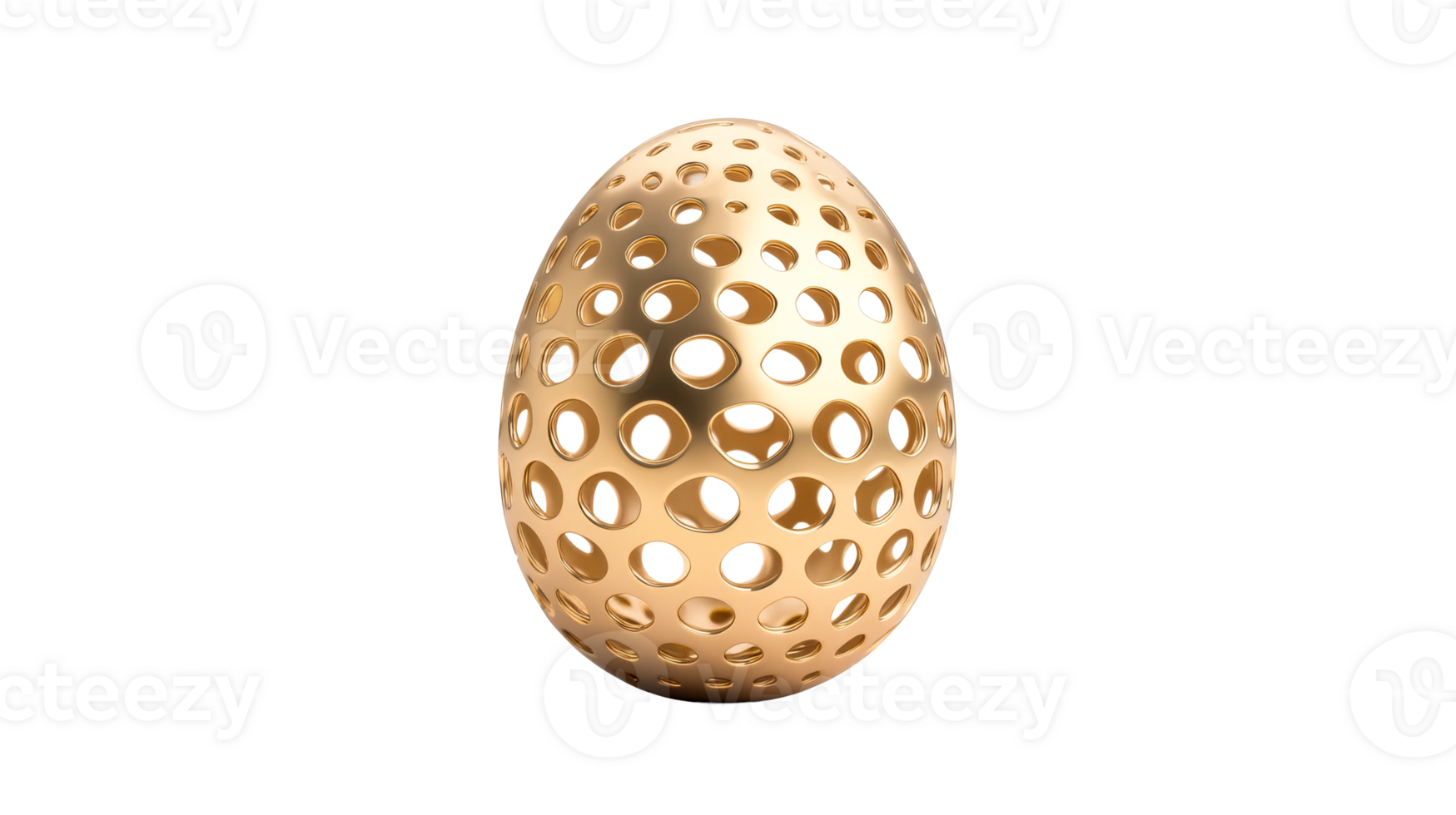 Decorative golden egg with cutout pattern on a transparent background png