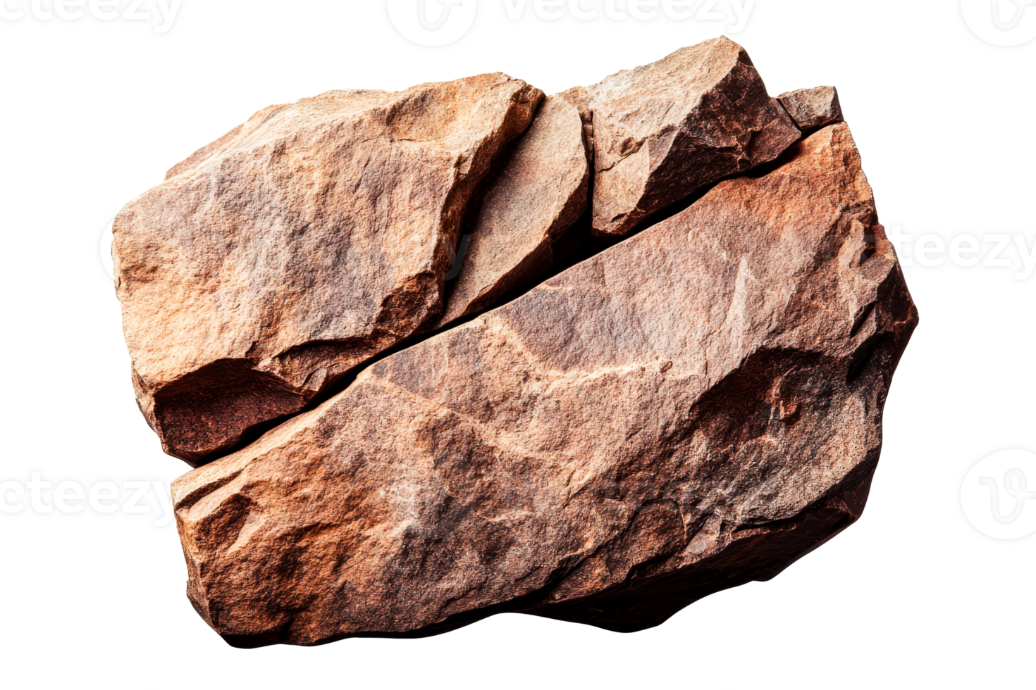 Natural stone formation with rugged texture, cut out transparent png
