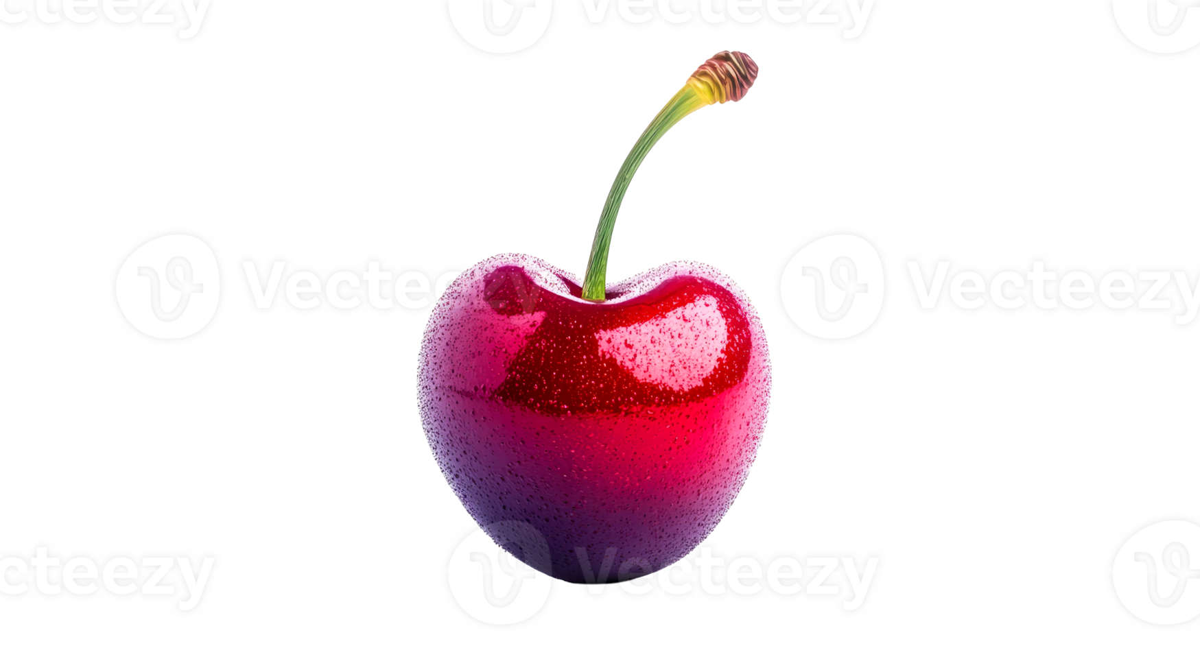 Fresh cherry with water droplets on transparent background png