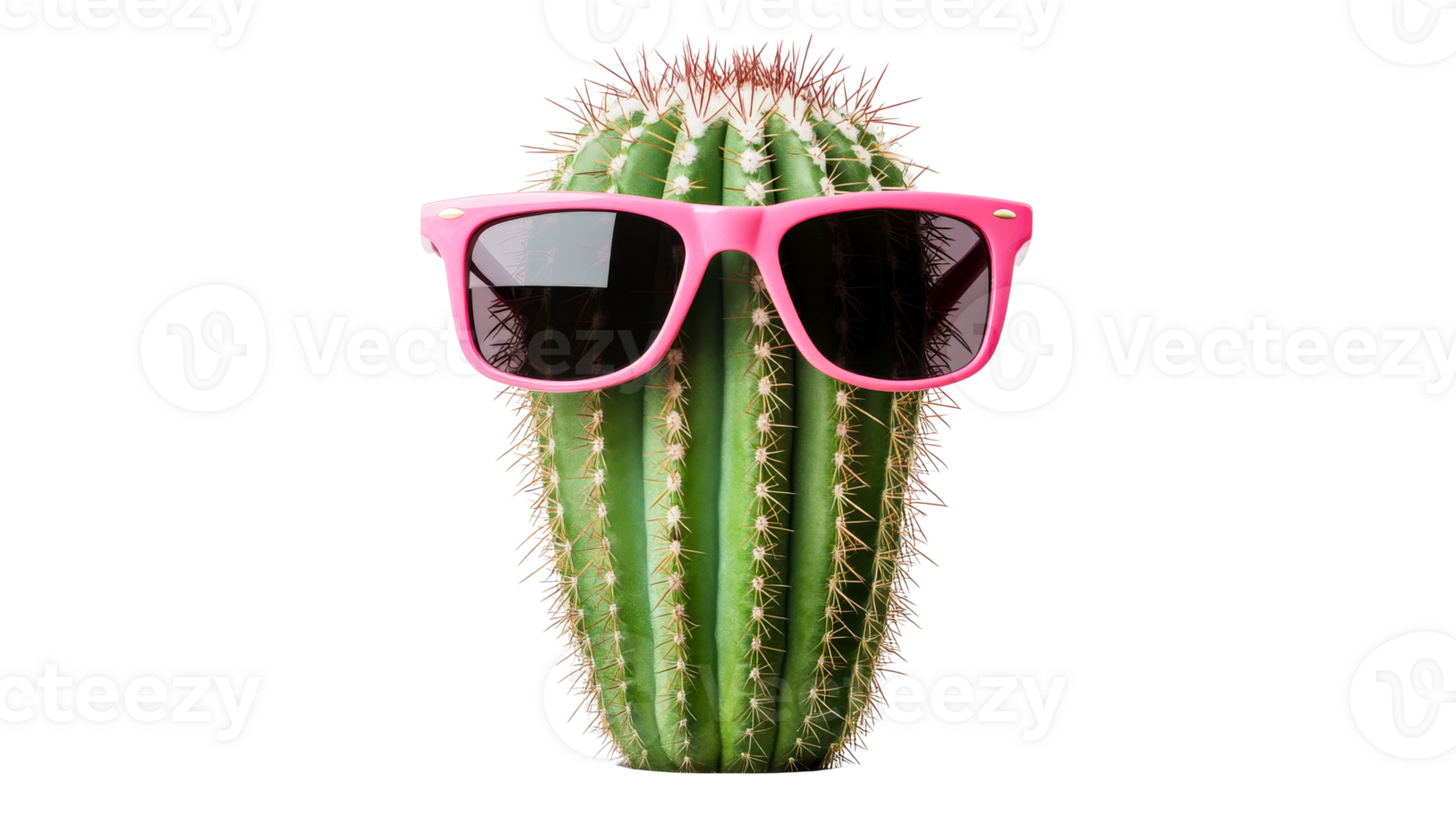 Cactus wearing pink sunglasses on a transparent background png