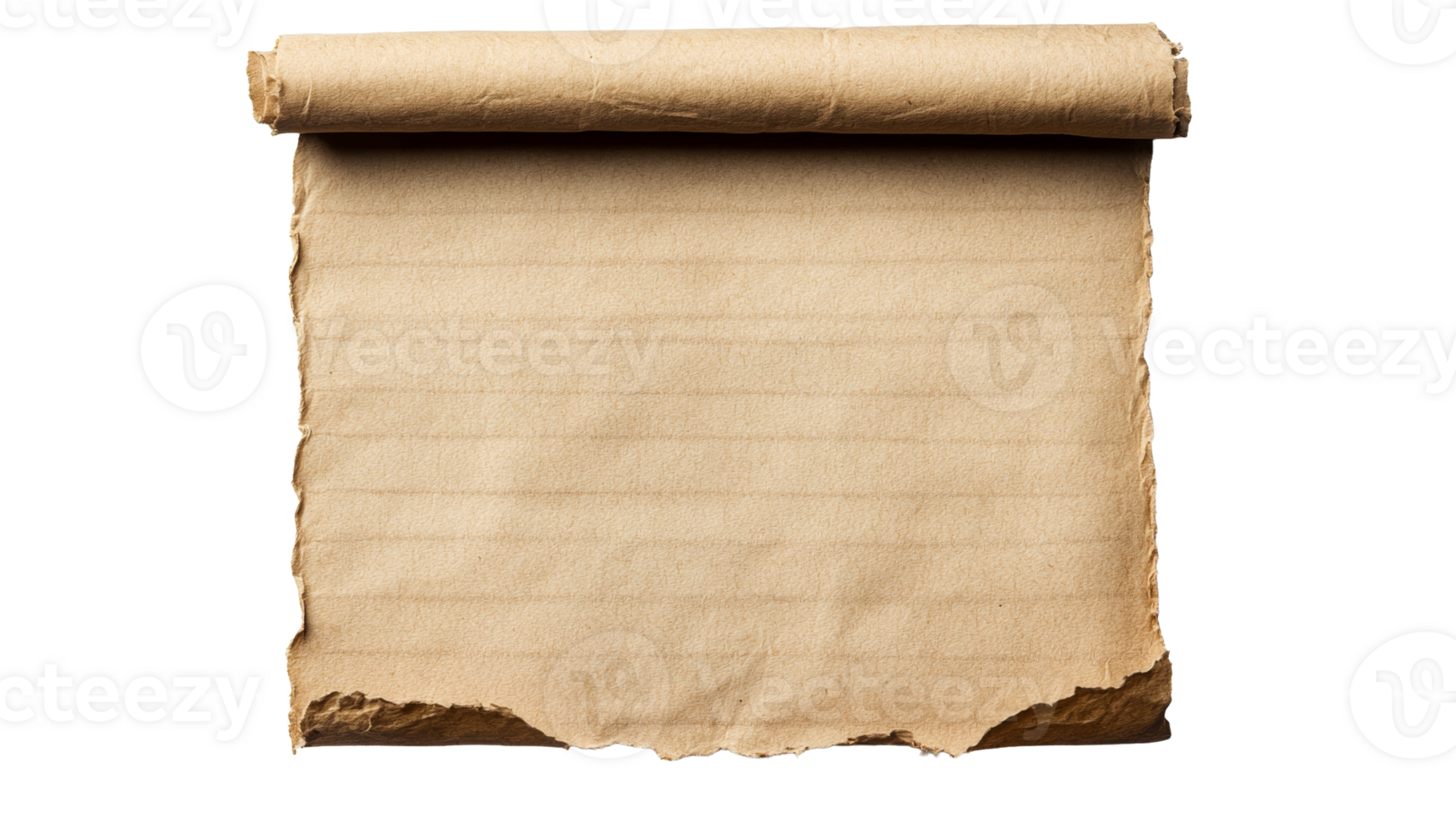Rustic rolled parchment paper on a transparent background png