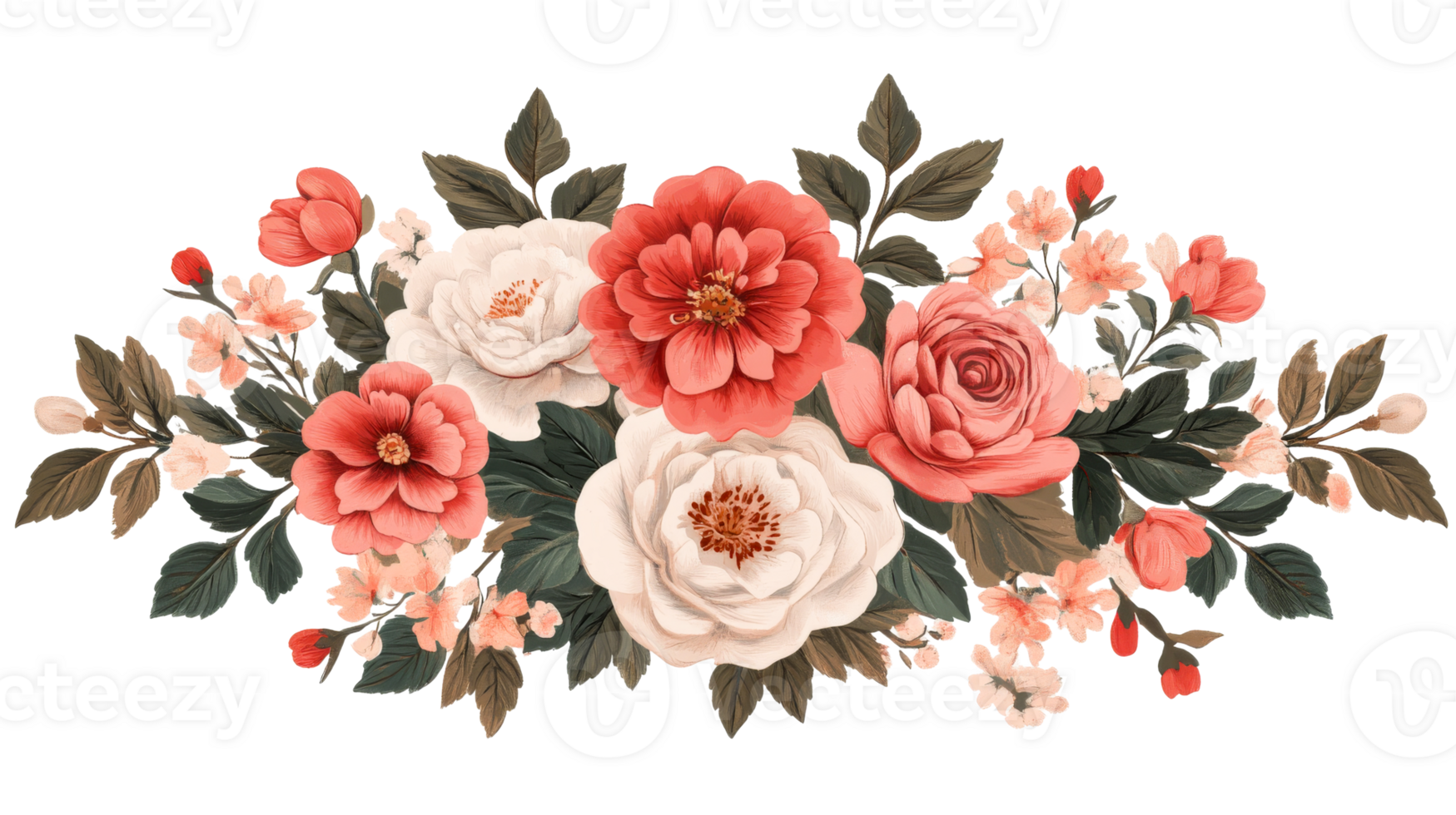 Beautiful floral arrangement with peonies, roses, and blossoms png