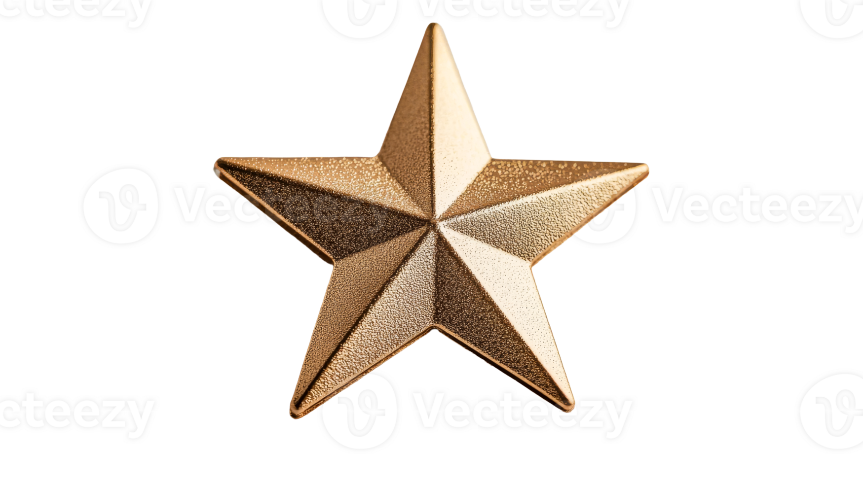 3D golden star design on transparent background png