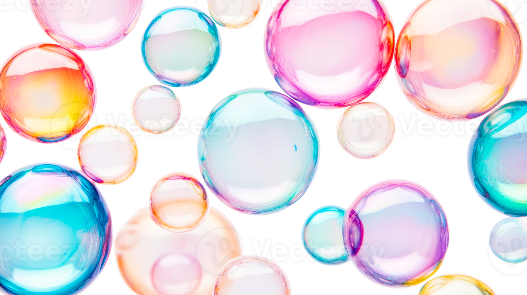 Colorful soap bubbles on a transparent background png