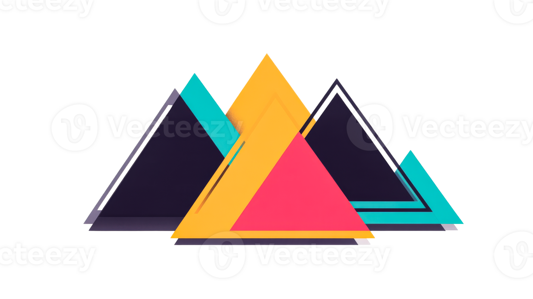 Colorful abstract triangles forming a geometric design png