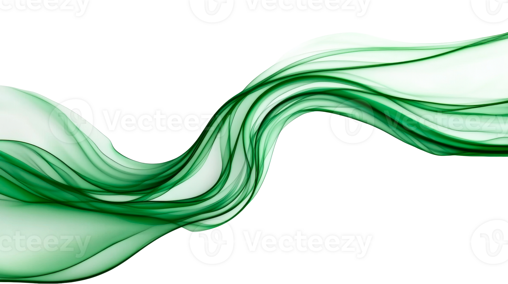 Flowing green fabric with transparent background and gentle curves png
