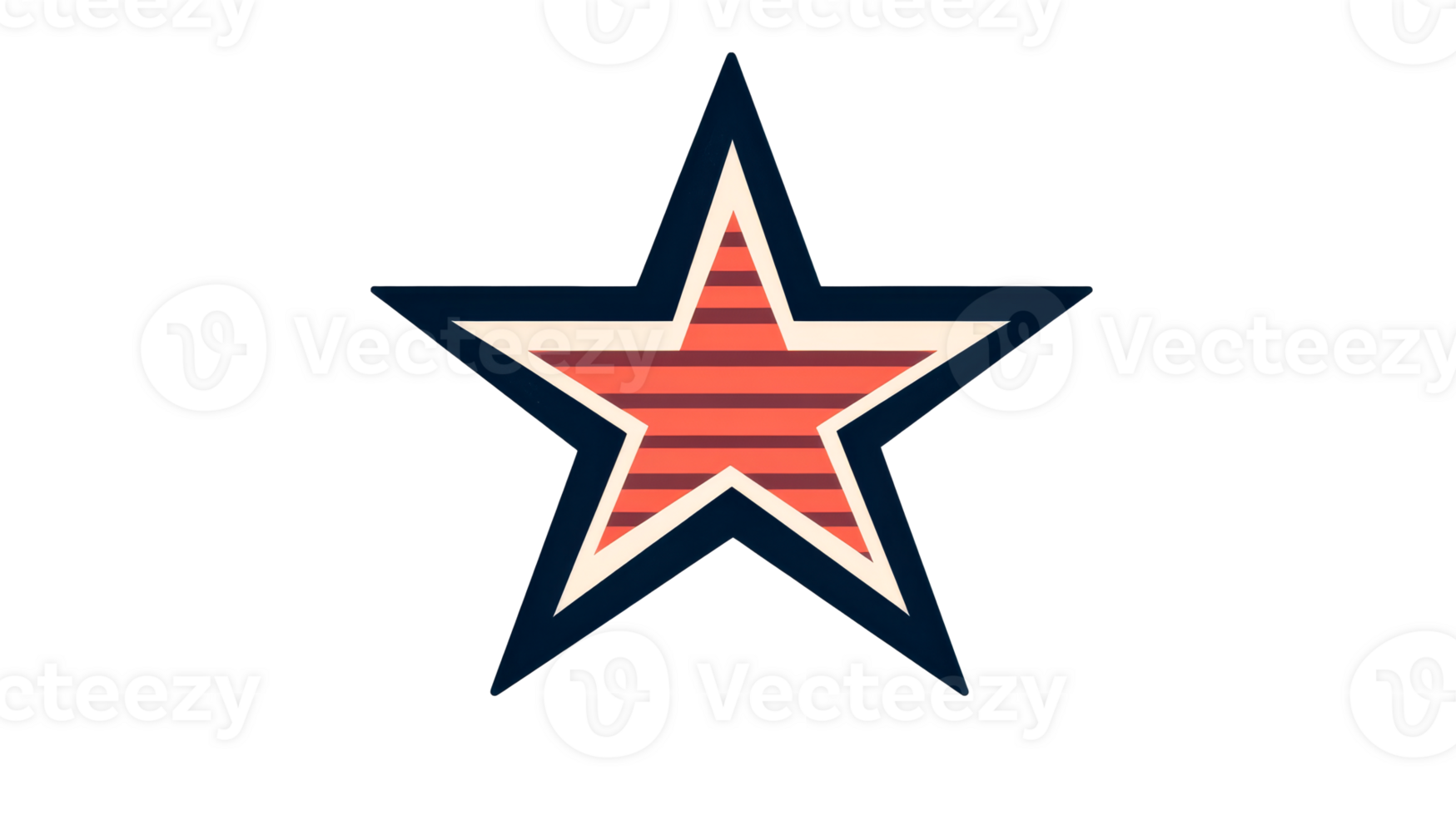 Retro star design with a striped pattern on a transparent background png
