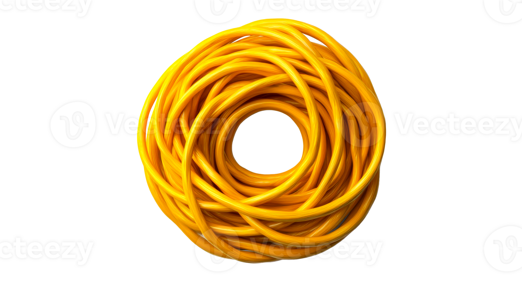 Yellow rubber hose coiled in a circle on clear background png