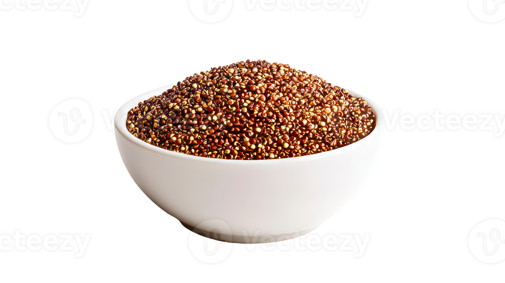 Red quinoa in a white bowl on a transparent background png