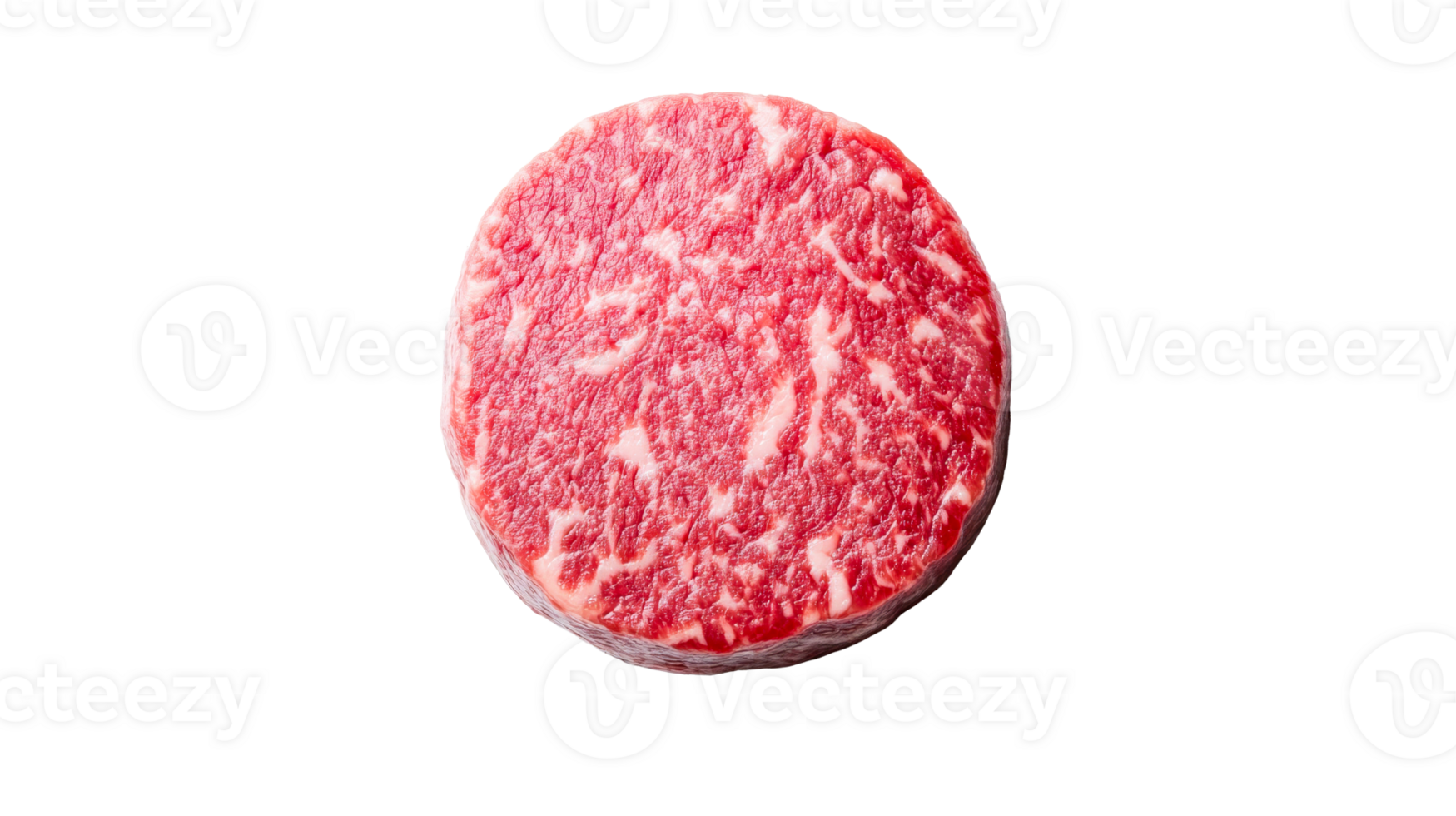 High quality marbled beef patty with transparent background png