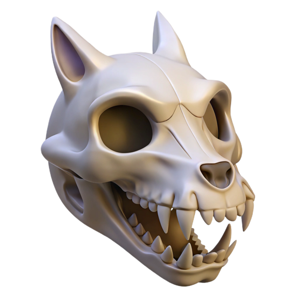 serene creative A single, realistic animal skull specify animal, e.g., wolf high quality png