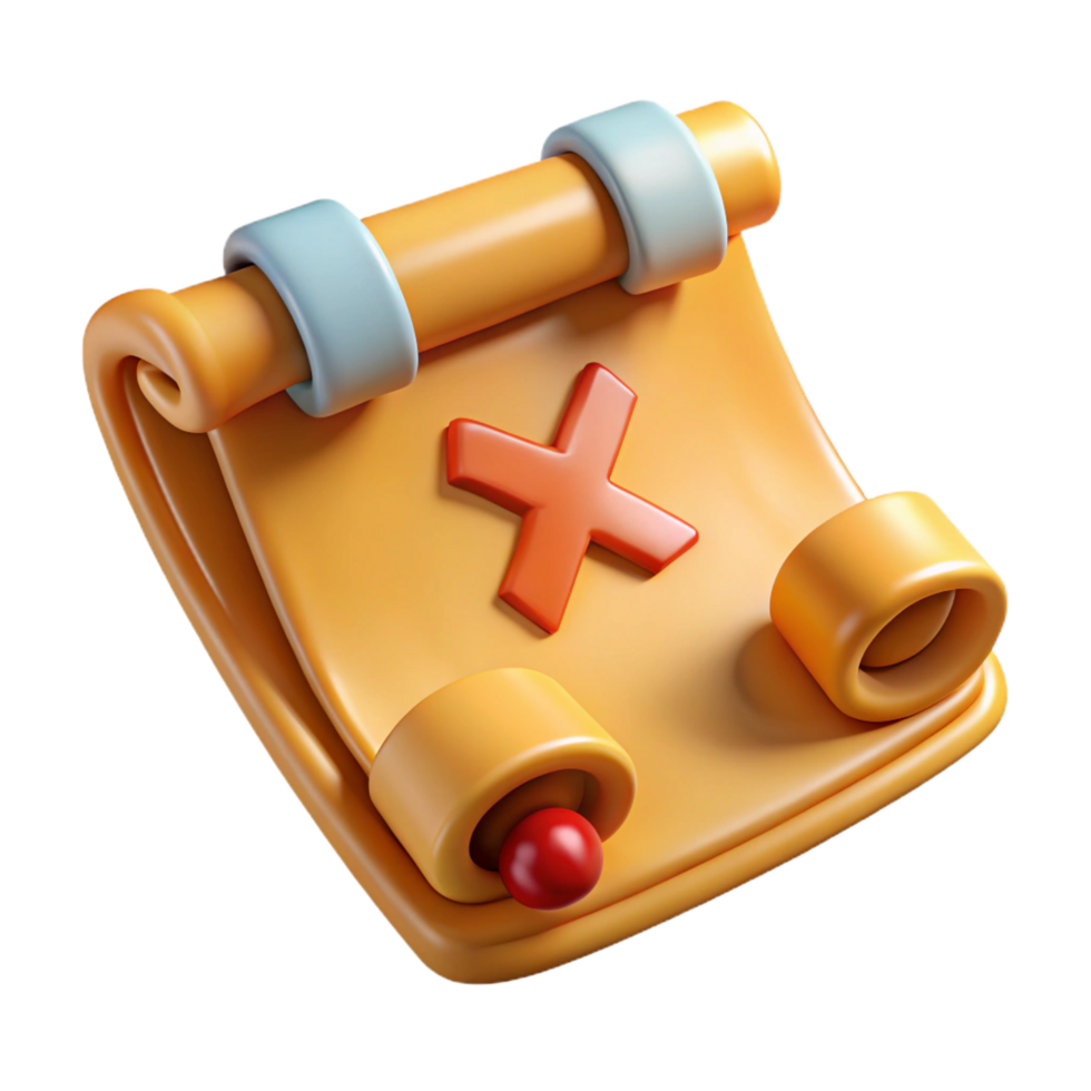 beautiful contemporary A stylized cartoon treasure map with an X marking the spot high quality png