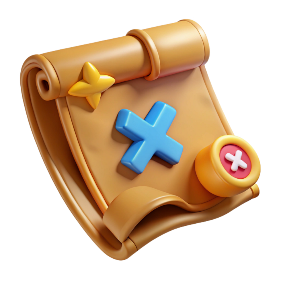 beautiful abstract A stylized cartoon treasure map with an X marking the spot authentic png
