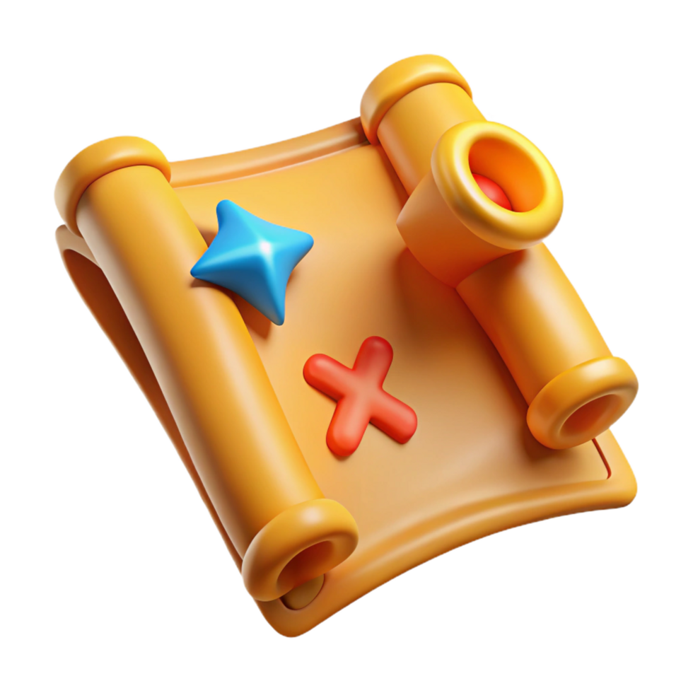 serene traditional A stylized cartoon treasure map with an X marking the spot genuine png