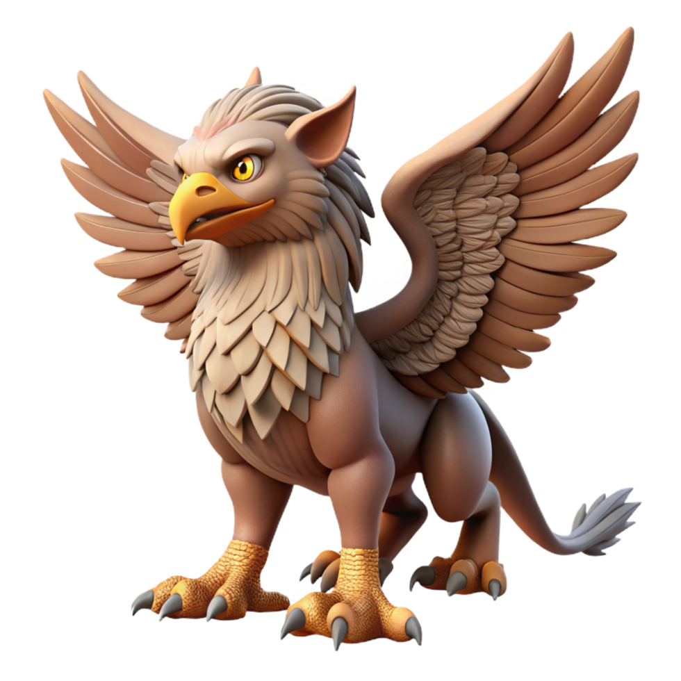 elegant creative A majestic griffin, wings spread, talons extended high quality png