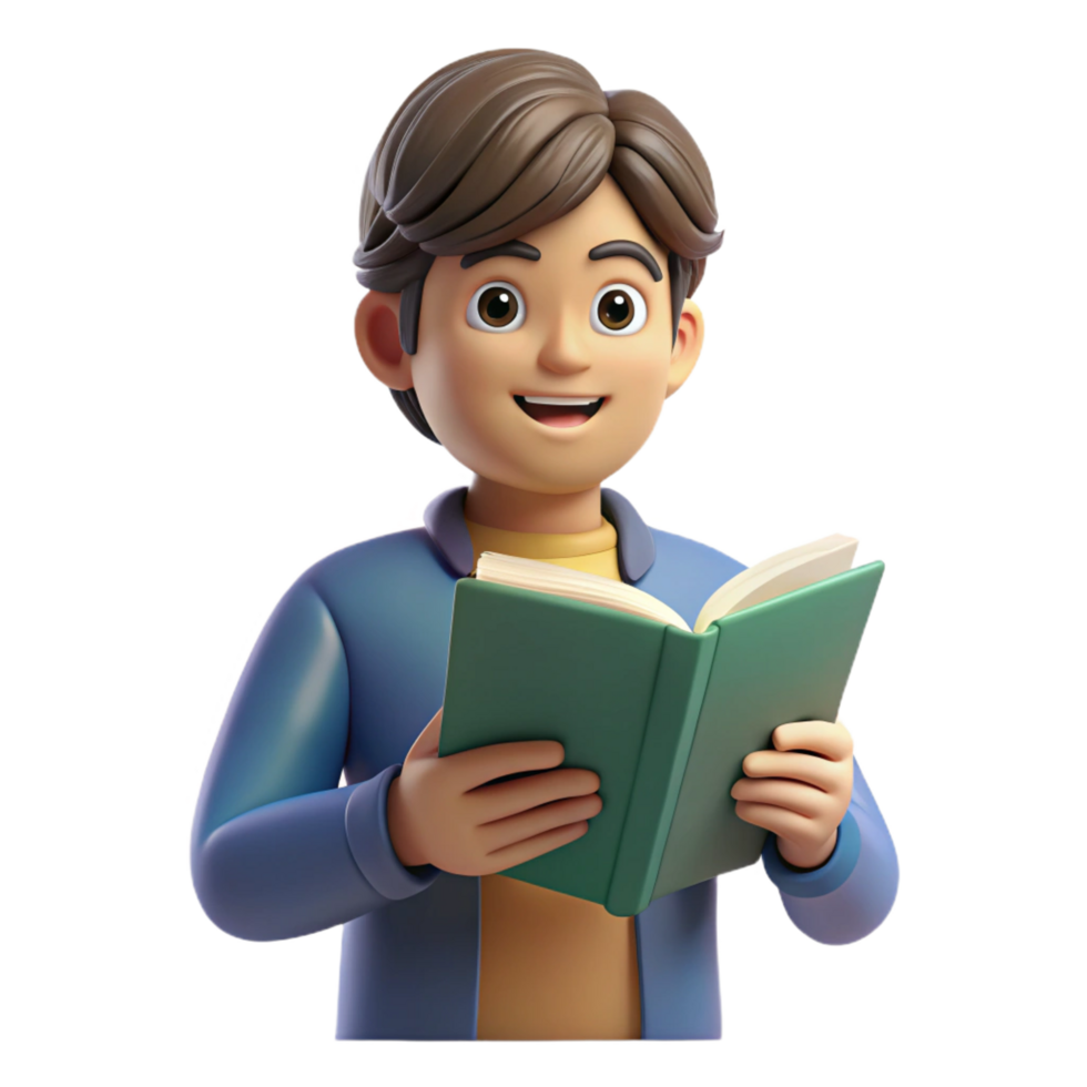 elegant rustic Diligent student reading a textbook high resolution png