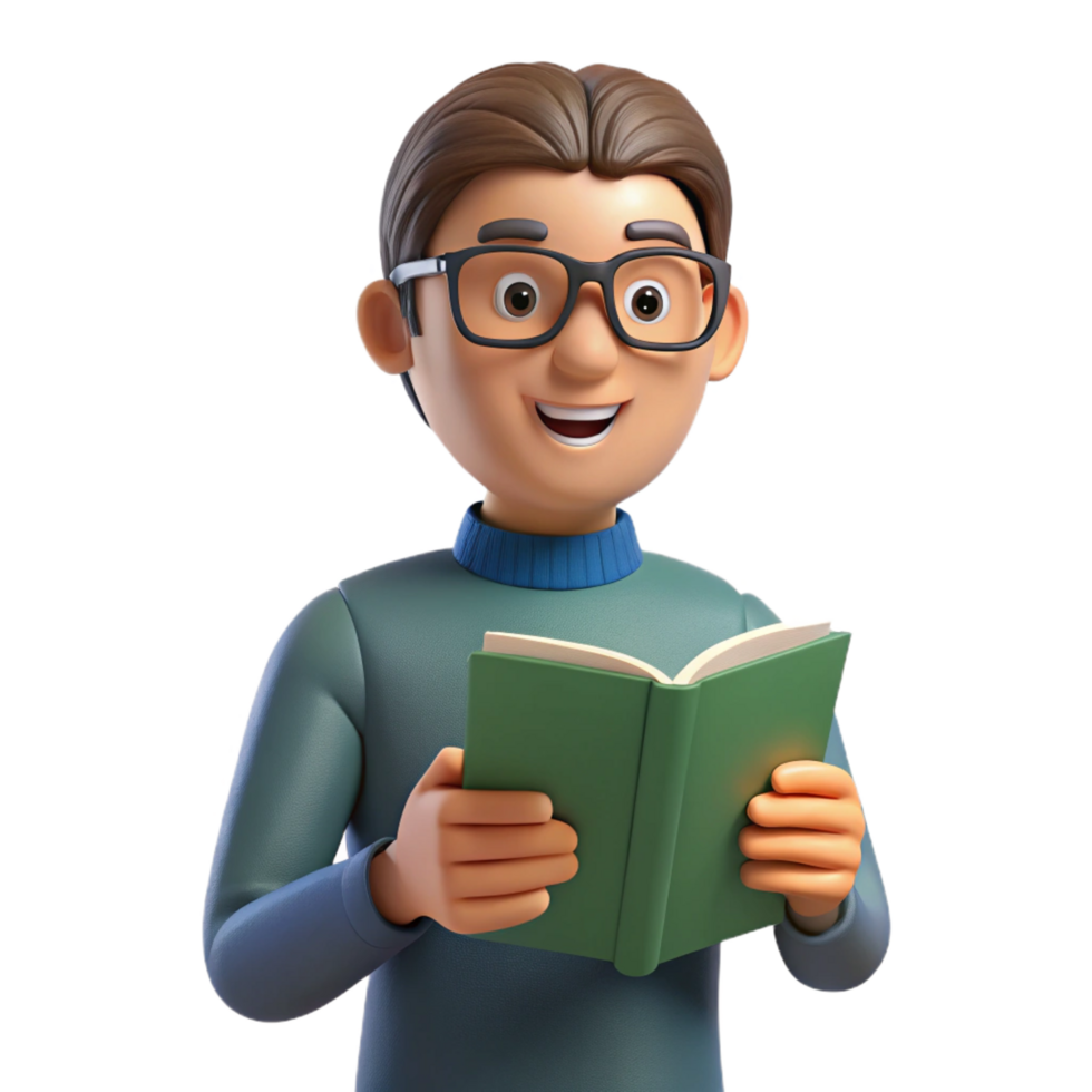 extraordinary vintage Man with glasses, reading a book, exclusive png
