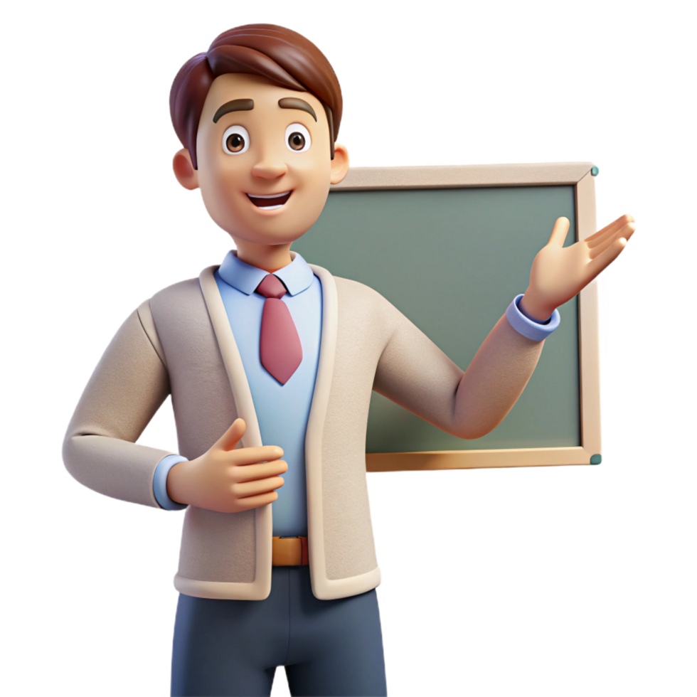 vibrant artistic Teacher, explaining lesson, enthusiastic gesture, 4K png