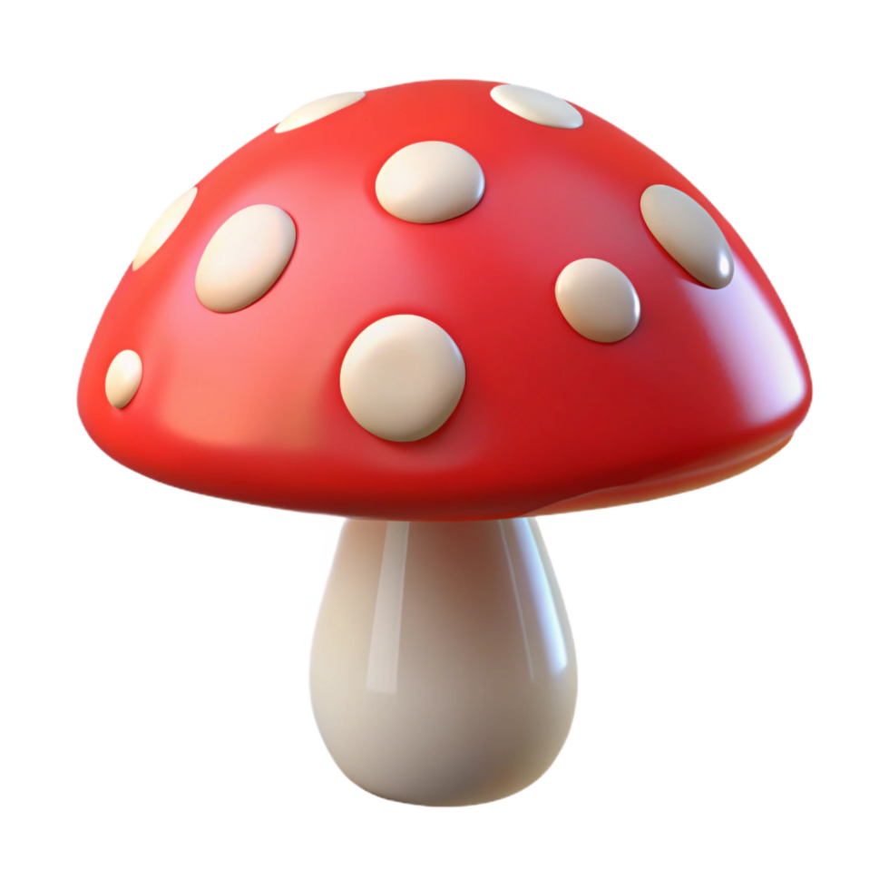 beautiful rustic A single, poisonous mushroom, vibrant red with white spots high quality png