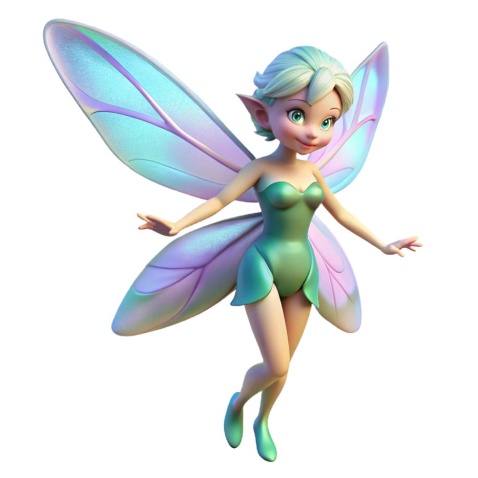 elegant minimalist A delicate fairy, iridescent wings shimmering 4K png