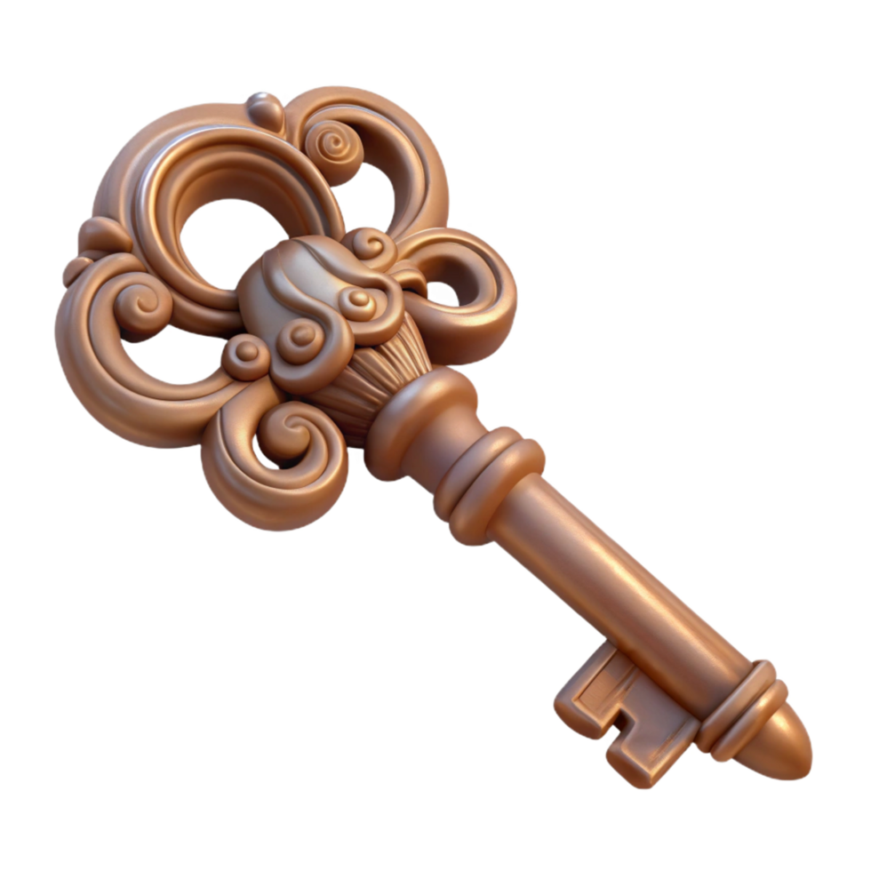 vibrant modern A single, ancient key with intricate carvings professional png