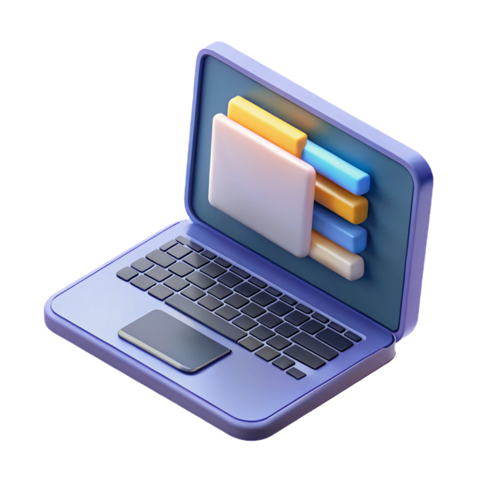 sereno abstrato computador portátil computador com codificação Programas em tela Alto qualidade png