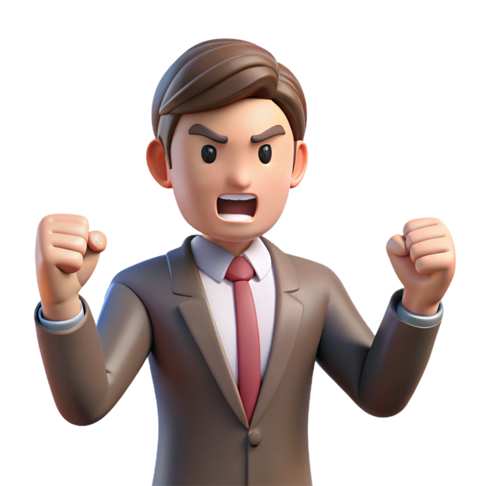 stunning classic Angry businessman, clenched fist, detailed png