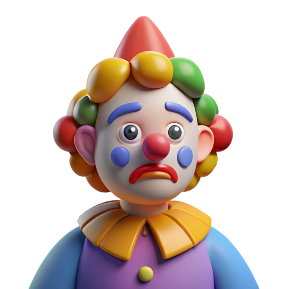 vibrant abstract Sad clown, colorful makeup, high quality png