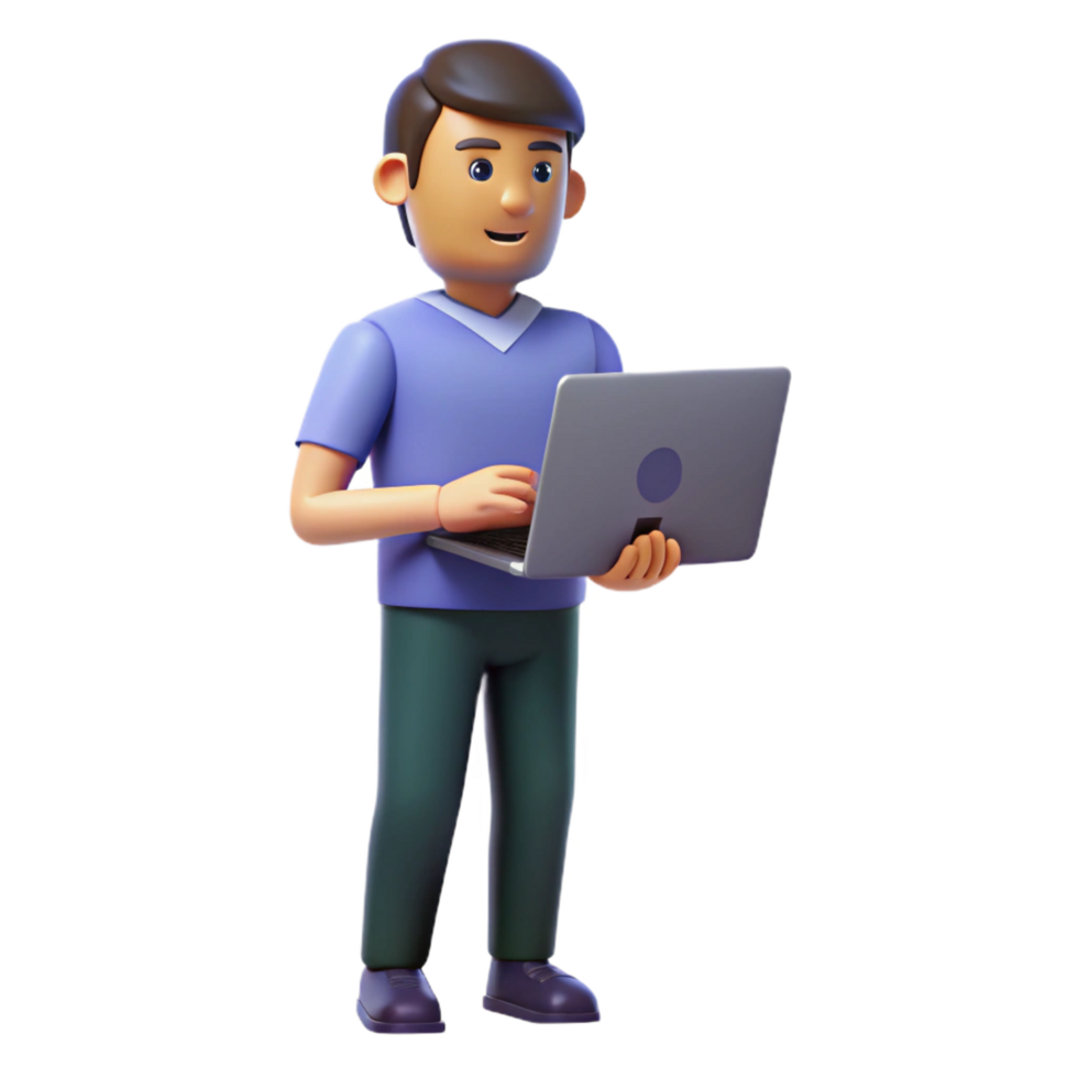 impressive rustic Working programmer, laptop, high quality png