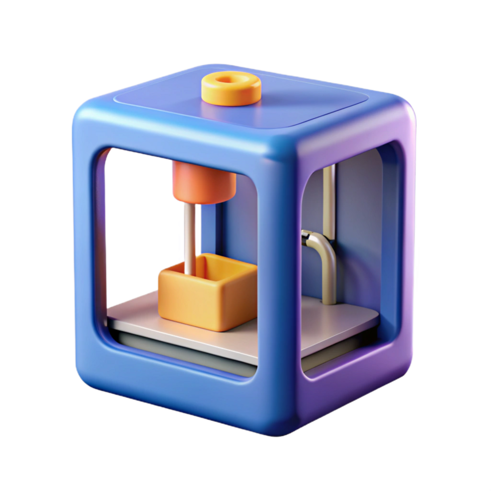beautiful modern 3D printer creating a small object detailed png