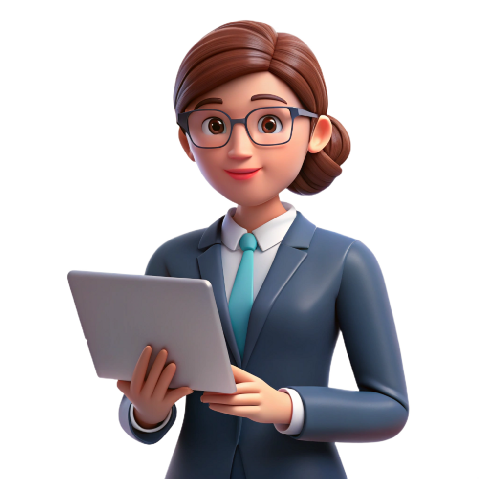 stunning minimalist Concentrated businesswoman holding a laptop, premium png