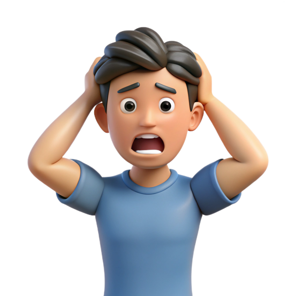 extraordinary minimalist Frustrated young man pulling his hair, authentic png