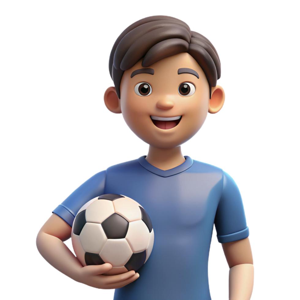vibrant traditional Smiling young boy holding a soccer ball, high quality png