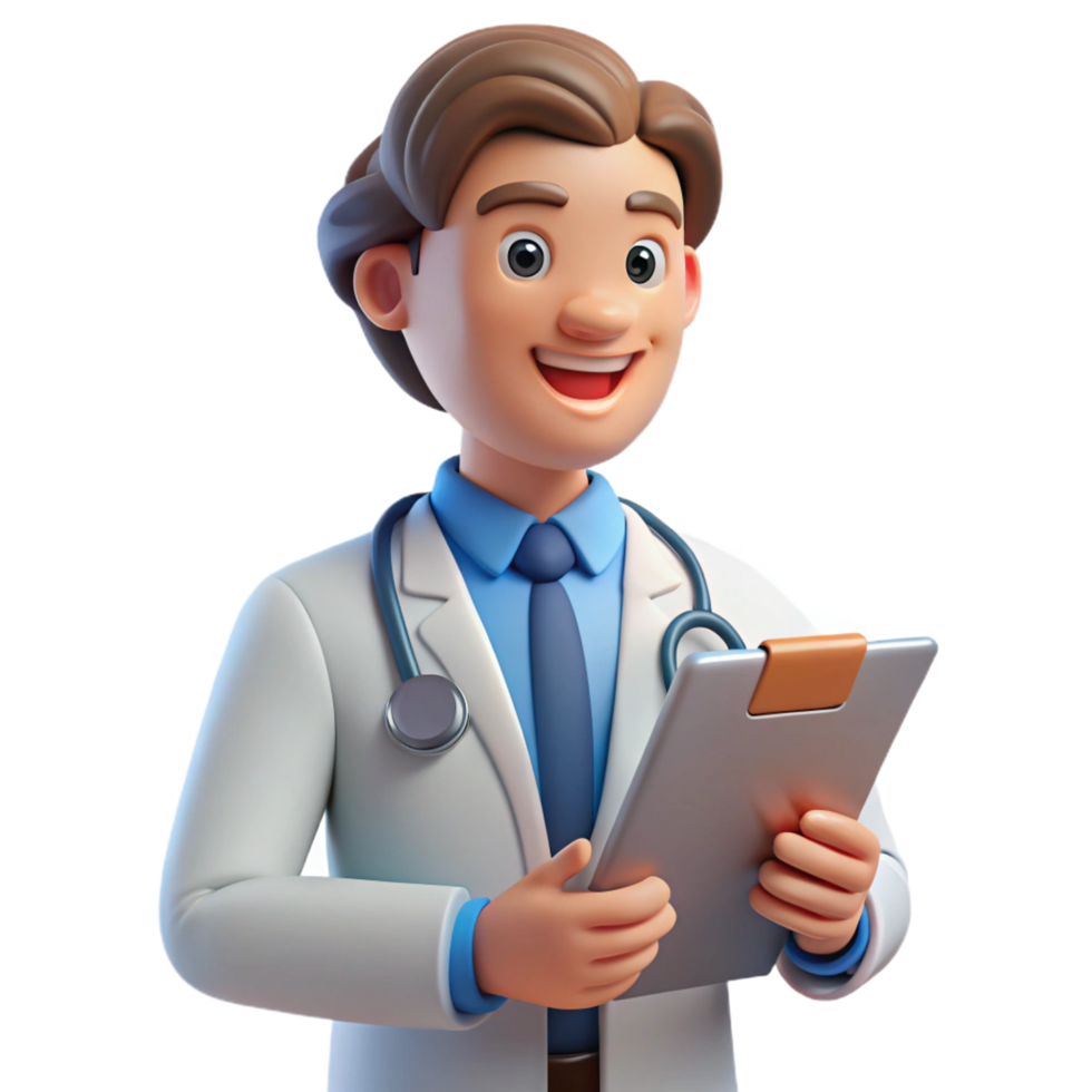 beautiful modern Happy doctor with a clipboard, 4K png