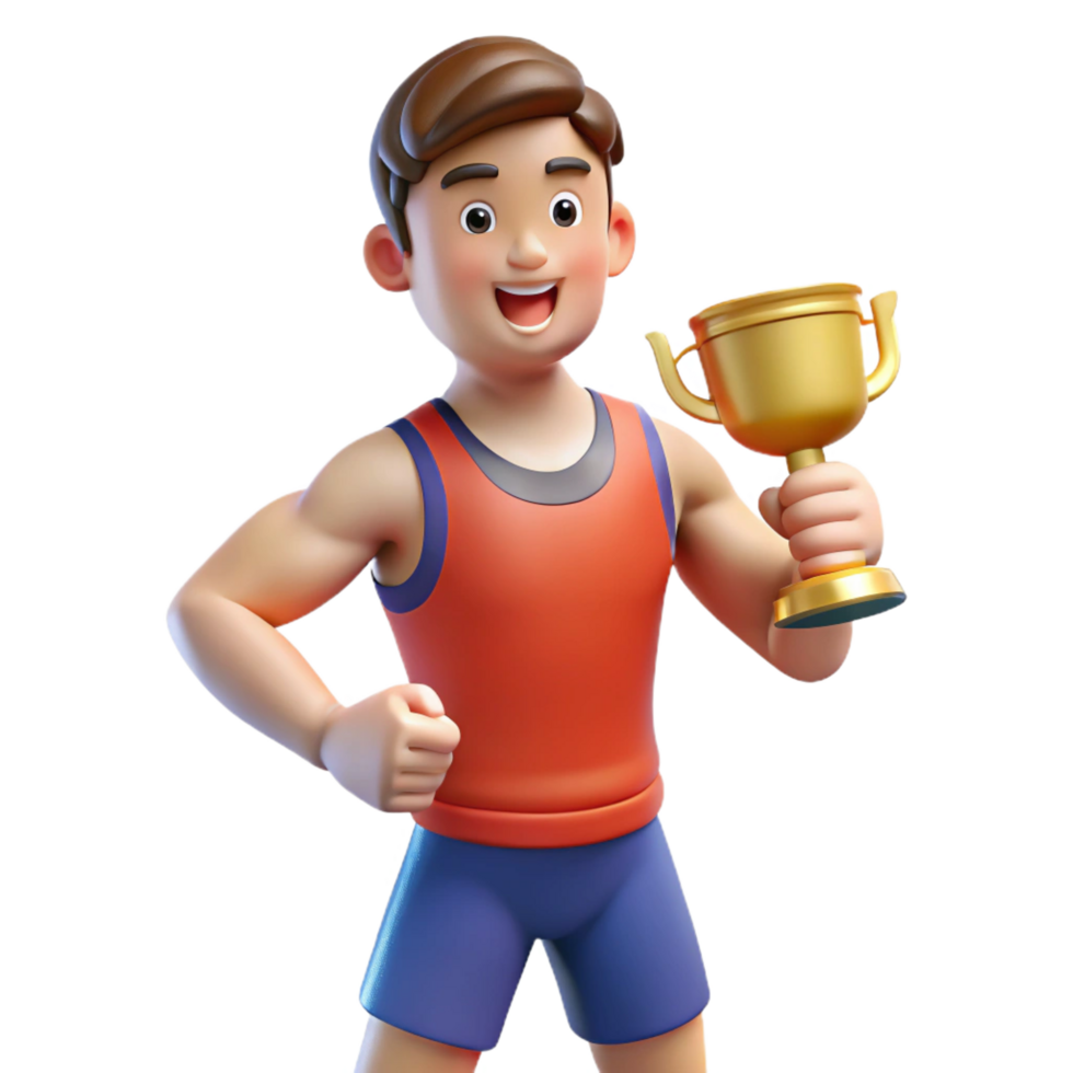 impressive abstract Proud athlete holding a trophy, professional png