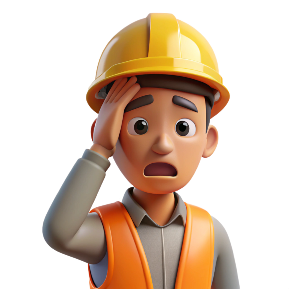 elegant contemporary Tired construction worker wiping his brow, high resolution png