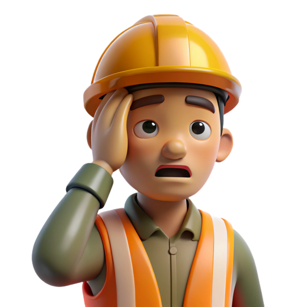 stunning abstract Tired construction worker wiping his brow, 4K png