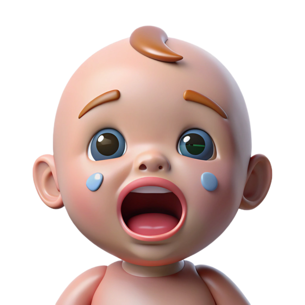 beautiful abstract Crying baby with tears streaming down their face, 4K png