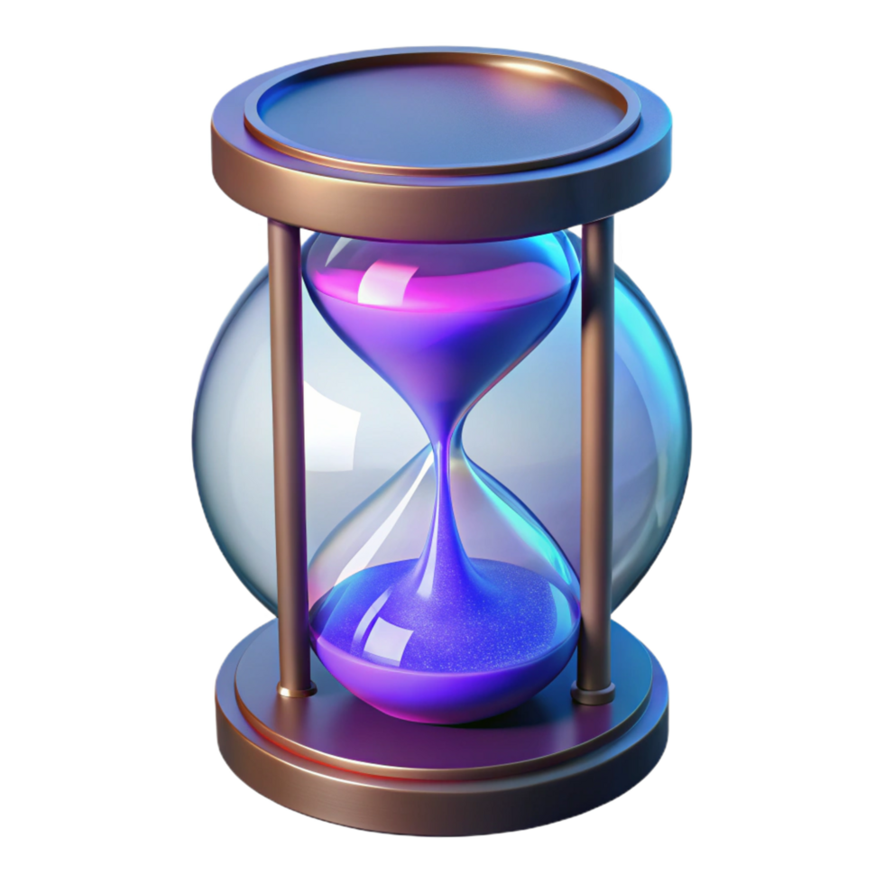 wonderful artistic Magic hourglass, swirling sand, glowing glass high quality png