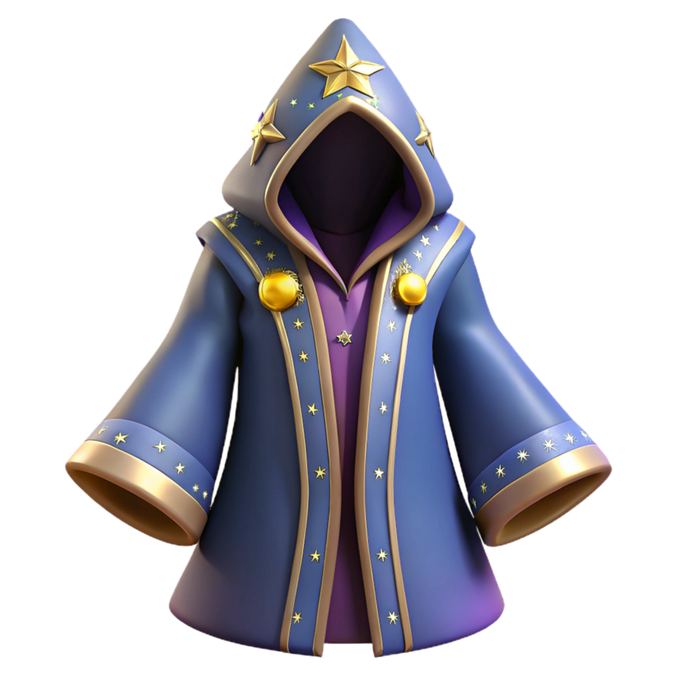 magnificent abstract Wizard robe, hooded, embroidered with celestial patterns authentic png