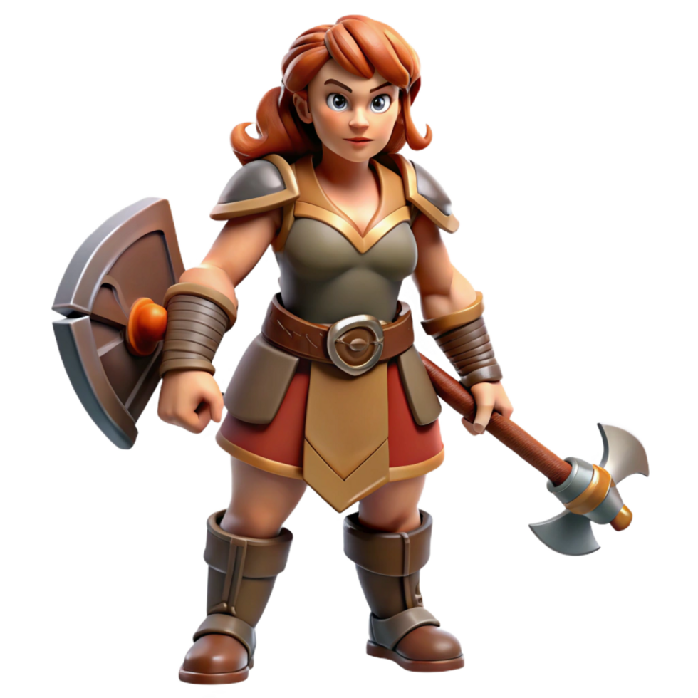 extraordinary modern A fierce warrior woman, with a battle axe high resolution png