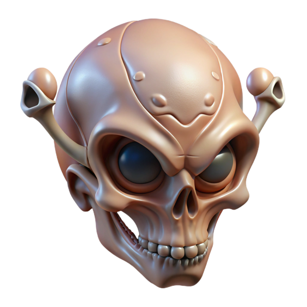 beautiful modern Intricate alien skull with bone ornamentation, high resolution png