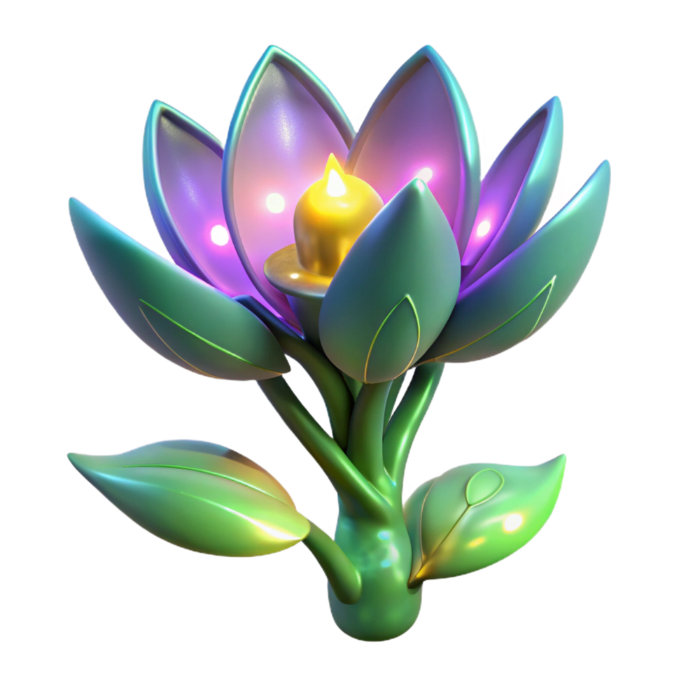 stunning rustic Alien plant with glowing petals, genuine png
