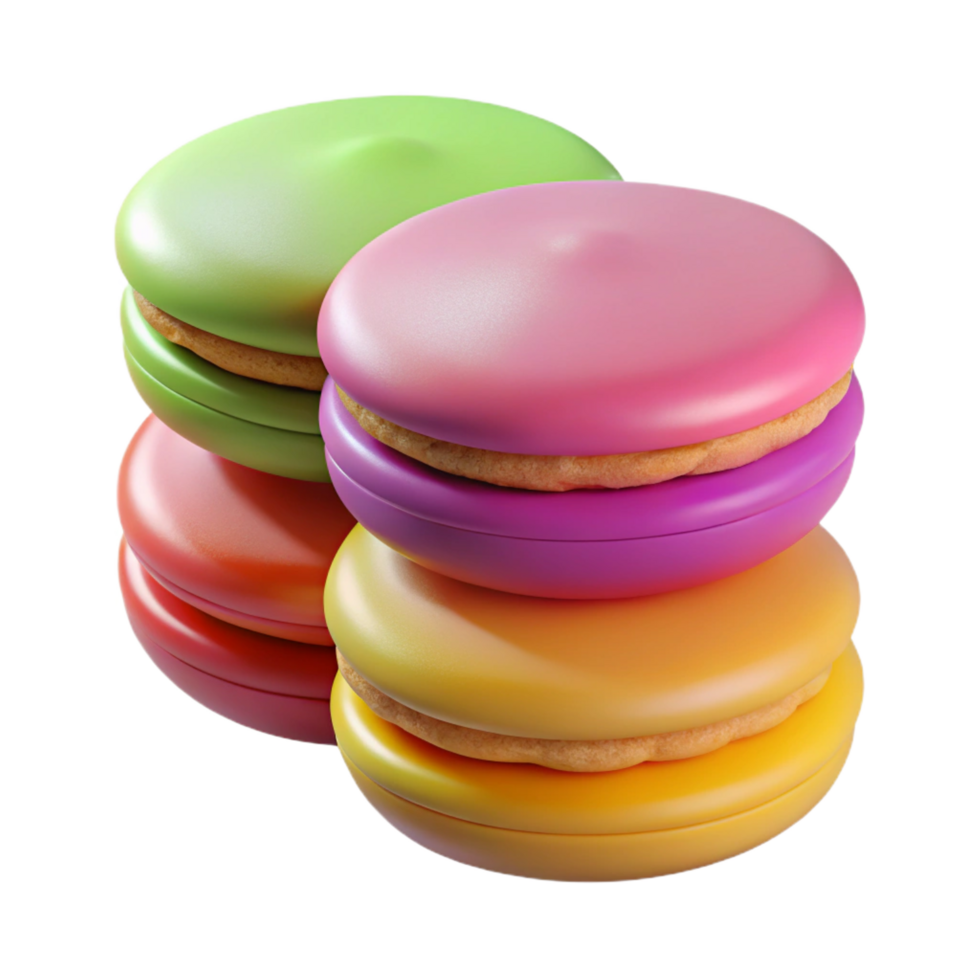 vibrant minimalist A stack of colorful macarons, authentic png