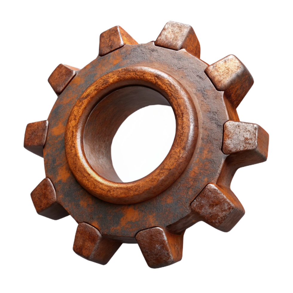 extraordinary minimalist A rusty metal gear, high resolution png