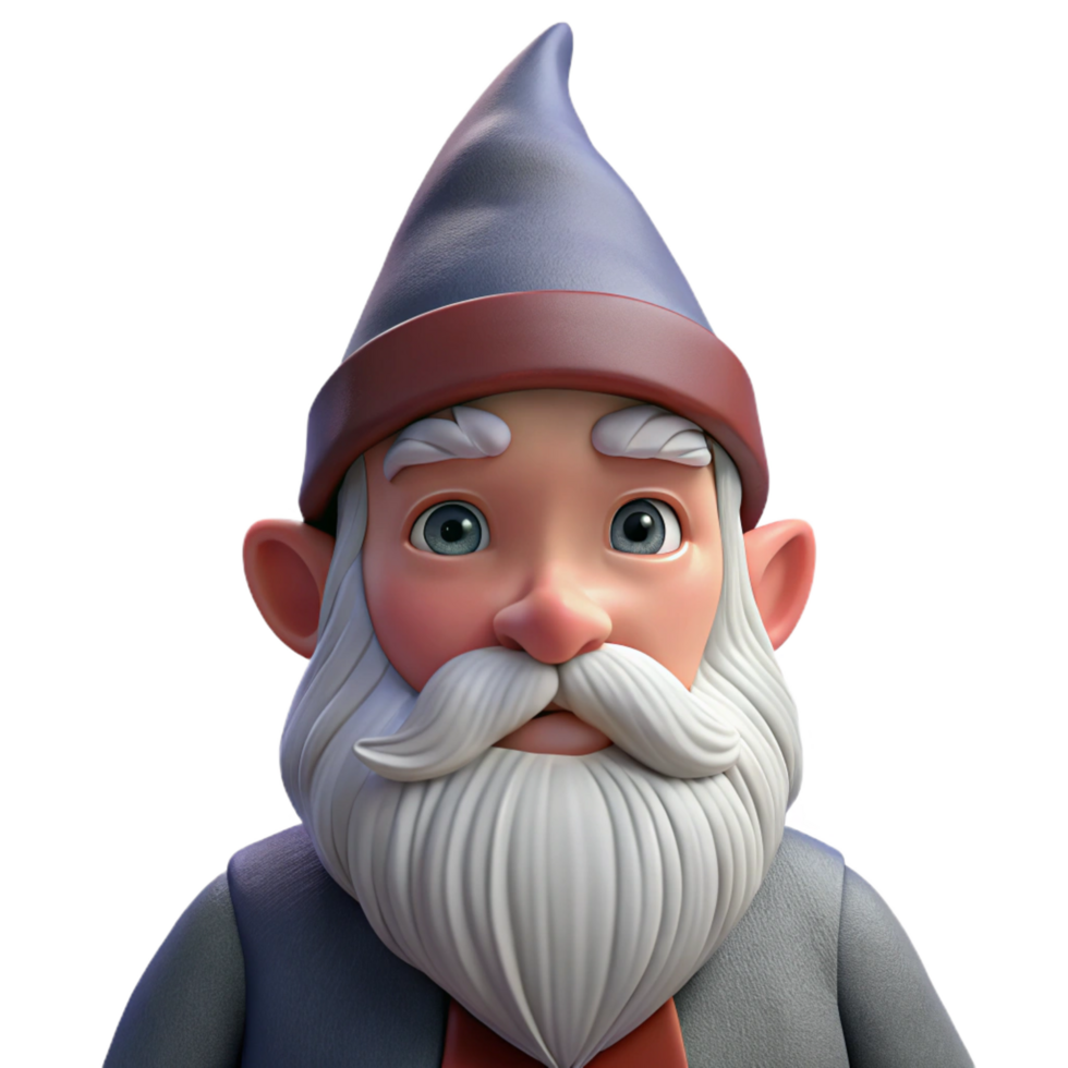 stunning abstract A wise old gnome with a long white beard authentic png