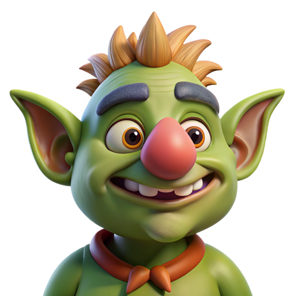 wonderful rustic A cartoon-style troll with a warty nose professional png