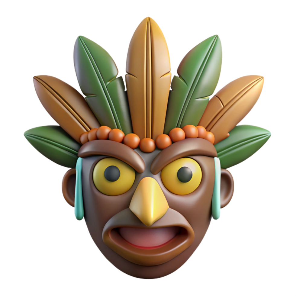 stunning artistic A stylized, tribal mask with feathers original png
