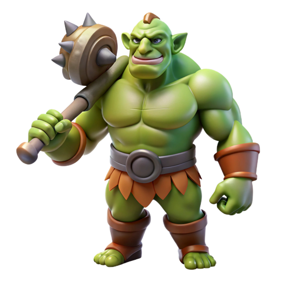 vibrant abstract A muscular ogre wielding a giant club exclusive png